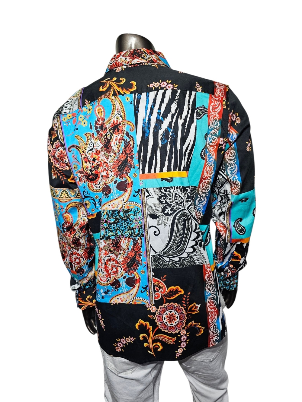 Robert Graham Black & Turquoise Patchwork Print Button-Down Shirt - Picture 6 of 6